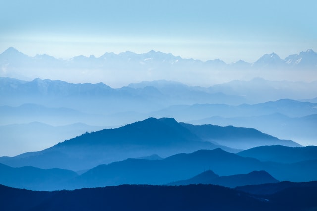 Blue landscape with mountains