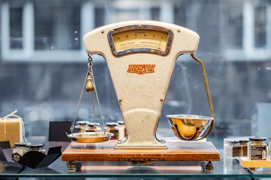 weighing scales on a table