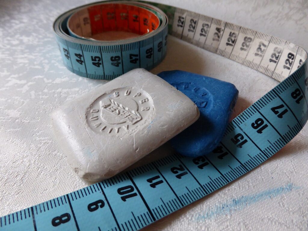 Measuring tape and tailors' chalk